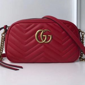 Replica Gucci 447632 GG Marmont Matelasse Shoulder Bags Red