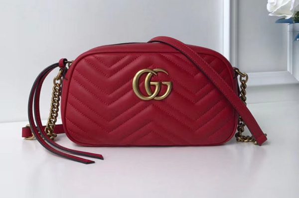 Replica Gucci 447632 GG Marmont Matelasse Shoulder Bags Red