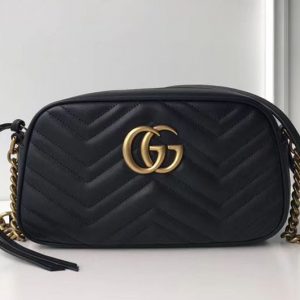 Replica Gucci 447632 GG Marmont Matelasse Shoulder Bags Black