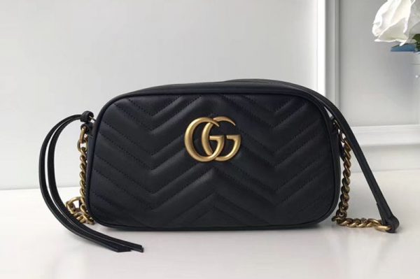 Replica Gucci 447632 GG Marmont Matelasse Shoulder Bags Black