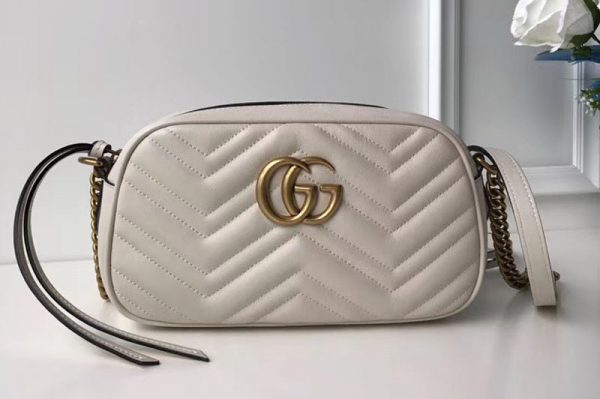 Replica Gucci 447632 GG Marmont Matelasse Shoulder Bags White