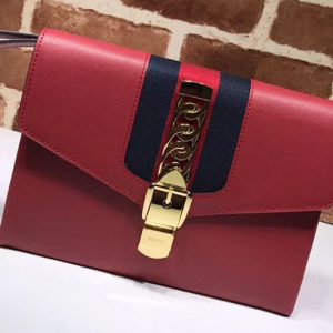 Replica Gucci 477627 Calfskin Leather Clutch Bags Red