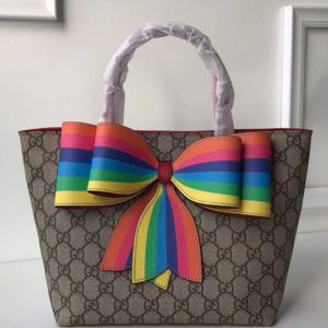 Replica Gucci 501804 Children's GG Supreme Check Bow Tote Bags