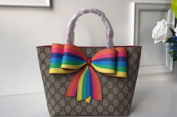 Replica Gucci 501804 Children's GG Supreme Check Bow Tote Bags