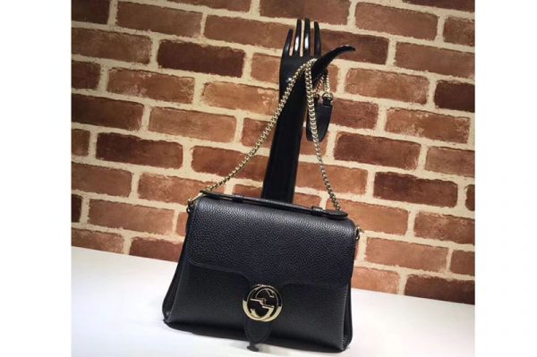 Replica Gucci 510302 Interlocking GG Leather Crossbody Bags Black