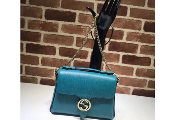 Replica Gucci 510302 Interlocking GG Leather Crossbody Bags Blue