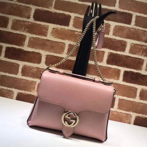 Replica Gucci 510302 Interlocking GG Leather Crossbody Bags Pink