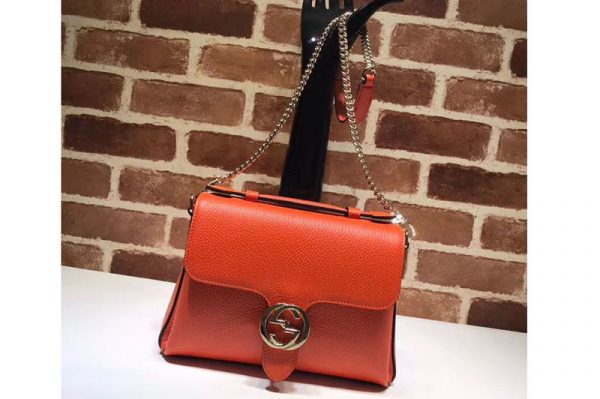 Replica Gucci 510302 Interlocking GG Leather Crossbody Bags Orange