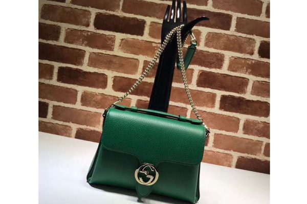 Replica Gucci 510302 Interlocking GG Leather Crossbody Bags Green