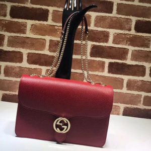 Replica Gucci 510303 Interlocking GG Leather Crossbody Bags Red