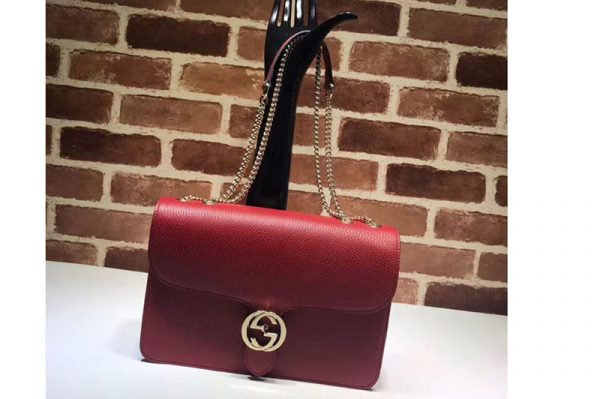 Replica Gucci 510303 Interlocking GG Leather Crossbody Bags Red