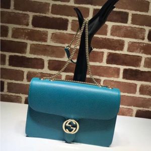 Replica Gucci 510303 Interlocking GG Leather Crossbody Bags Blue