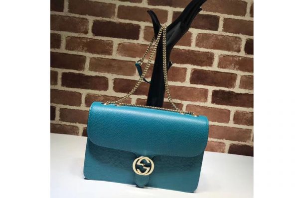 Replica Gucci 510303 Interlocking GG Leather Crossbody Bags Blue