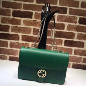 Replica Gucci 510303 Interlocking GG Leather Crossbody Bags Green