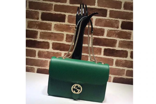 Replica Gucci 510303 Interlocking GG Leather Crossbody Bags Green