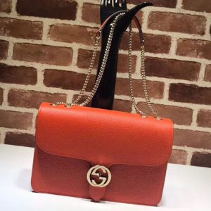 Replica Gucci 510303 Interlocking GG Leather Crossbody Bags Orange