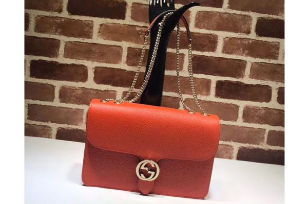 Replica Gucci 510303 Interlocking GG Leather Crossbody Bags Orange