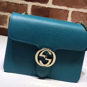 Replica Gucci 510304 Interlocking GG Leather Crossbody Bag Blue