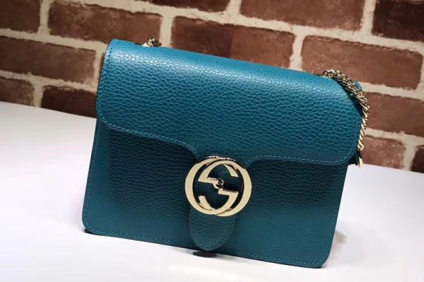 Replica Gucci 510304 Interlocking GG Leather Crossbody Bag Blue