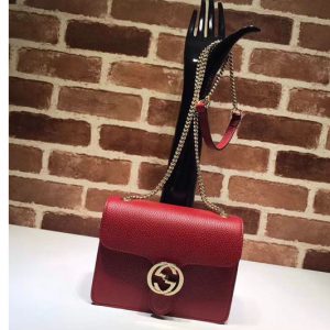 Replica Gucci 510304 Interlocking GG Leather Crossbody Bag Red