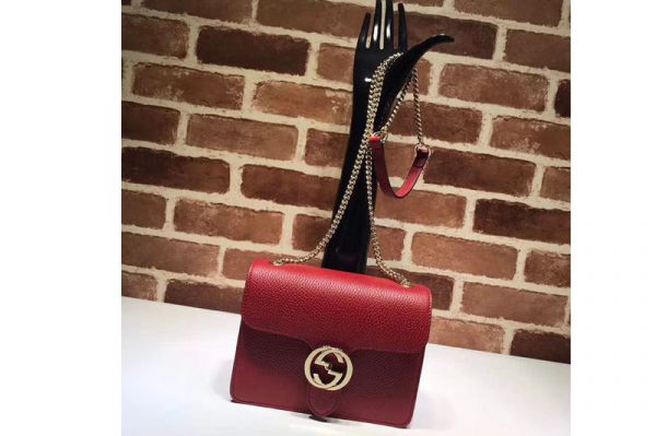 Replica Gucci 510304 Interlocking GG Leather Crossbody Bag Red