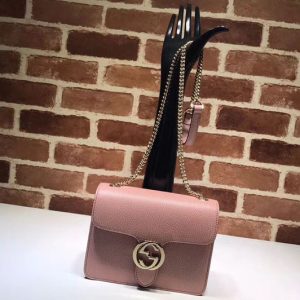 Replica Gucci 510304 Interlocking GG Leather Crossbody Bag Pink