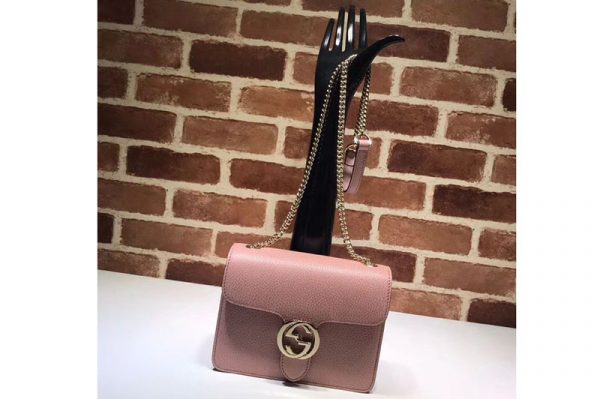 Replica Gucci 510304 Interlocking GG Leather Crossbody Bag Pink