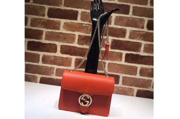 Replica Gucci 510304 Interlocking GG Leather Crossbody Bag Orange