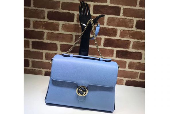 Replica Gucci 510306 Interlocking GG Leather Crossbody Bags Light Blue