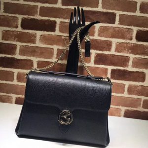 Replica Gucci 510306 Interlocking GG Leather Crossbody Bags Black