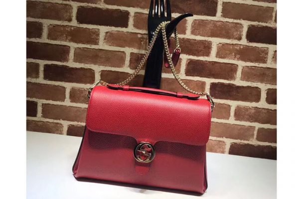 Replica Gucci 510306 Interlocking GG Leather Crossbody Bags Red