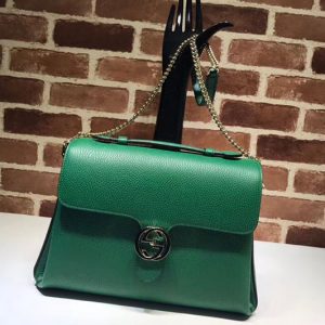 Replica Gucci 510306 Interlocking GG Leather Crossbody Bags Green