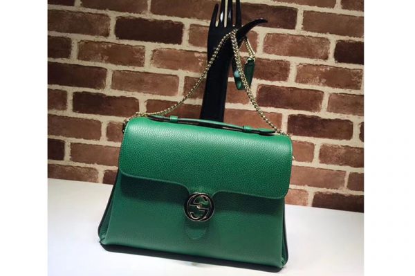 Replica Gucci 510306 Interlocking GG Leather Crossbody Bags Green