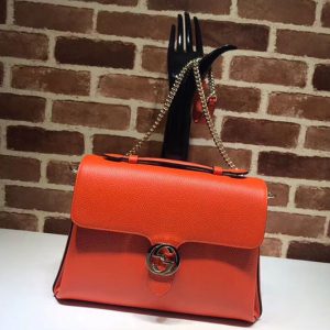 Replica Gucci 510306 Interlocking GG Leather Crossbody Bags Orange