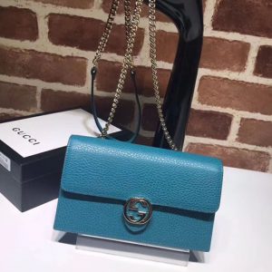 Replica Gucci 510314 GG Marmont Leather Crossbody Bags Light Blue