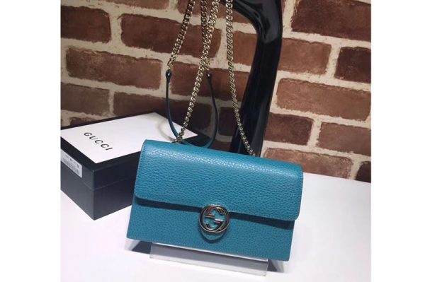 Replica Gucci 510314 GG Marmont Leather Crossbody Bags Light Blue