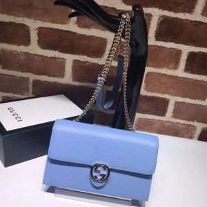 Replica Gucci 510314 GG Marmont Leather Crossbody Bags Blue