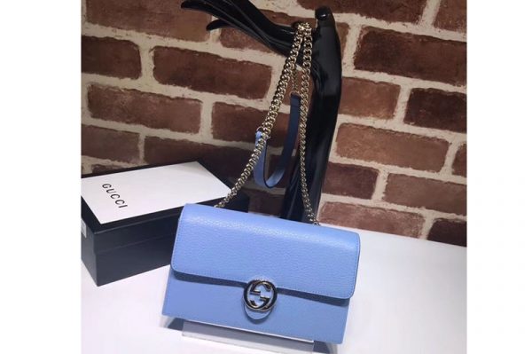 Replica Gucci 510314 GG Marmont Leather Crossbody Bags Blue