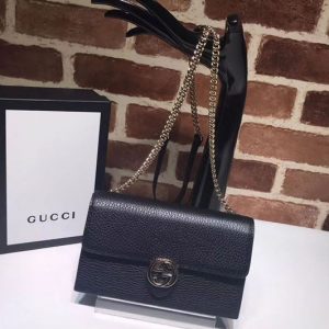 Replica Gucci 510314 GG Marmont Leather Crossbody Bags Black