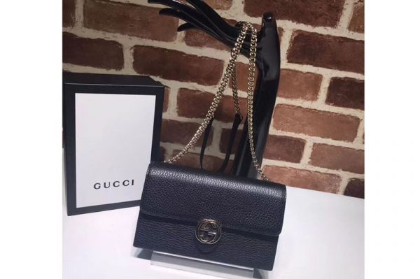 Replica Gucci 510314 GG Marmont Leather Crossbody Bags Black