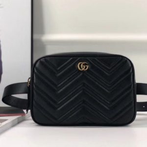 Replica Gucci 523380 GG Marmont matelasse belt bags Black