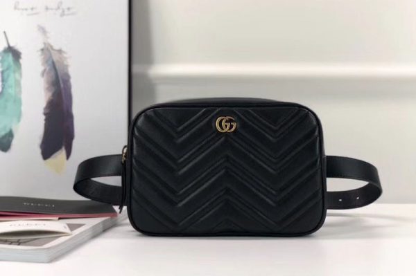 Replica Gucci 523380 GG Marmont matelasse belt bags Black