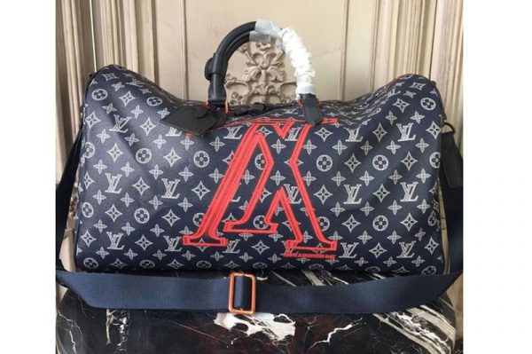 Replica Louis Vuitton M43684 Keepall Bandouliere 50 Monogram Upside Down Canvas Travel Bags