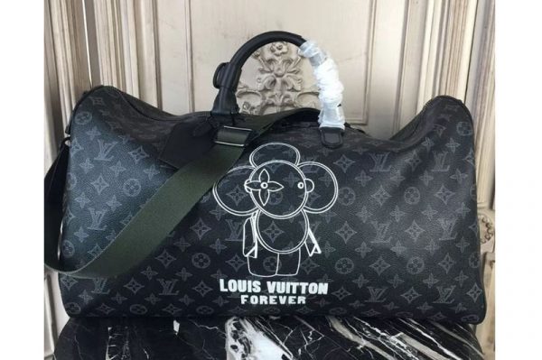 Replica Louis Vuitton Keepall 50 Bandouliere Monogram Eclipse canvas Travel Bags