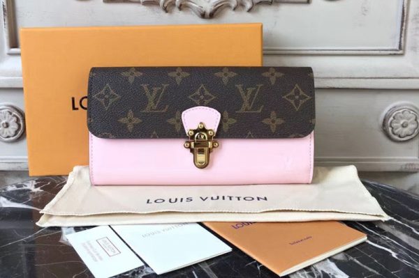 Replica Louis Vuitton M61719 Cherrywood Wallet Patent Leather With Monogram canvas Pink