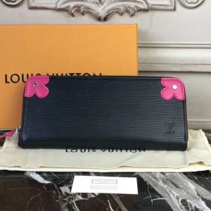 Replica Louis Vuitton M62968 Clémence wallet Epi leather Black