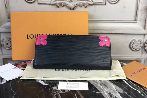 Replica Louis Vuitton M62968 Clémence wallet Epi leather Black