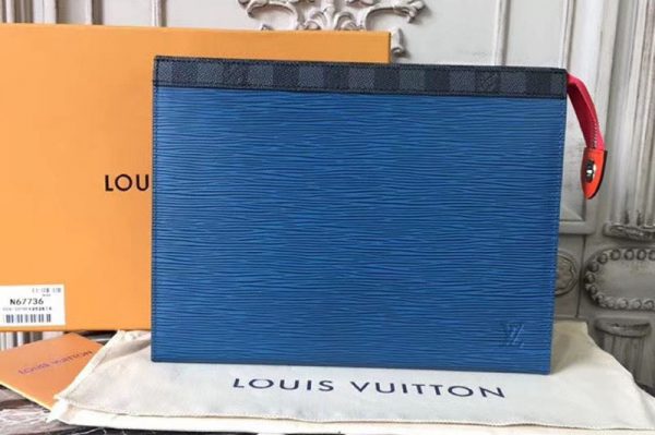 Replica Louis Vuitton M67736 Epi Leather Pochette Voyage MM Blue