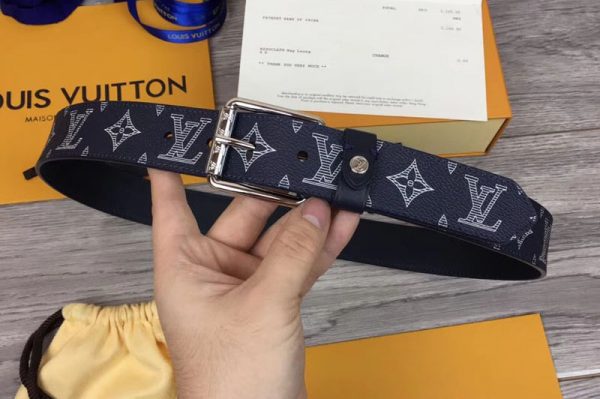 Replica Louis Vuitton M0047Q Voyager 35mm belt Monogram Ink canvas