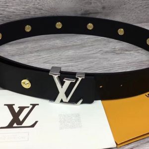 Replica Louis Vuitton M0063U LV Iconic 35mm belt Black Calf Leather Silver Buckle